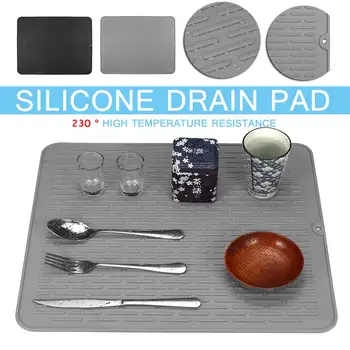 

Rectangle Silicone Drain Mat Drying Dishes Pad Heat Resistant Slip-proof Tray Set Massage Mats For Kitchen Dish Mat 40x30cm