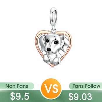 

BISAER 2020 New 925 Sterling Silver Cute Dog Beads Charms fit Bracelets Bangles & Necklace Silver 925 Jewelry Making ECC1611