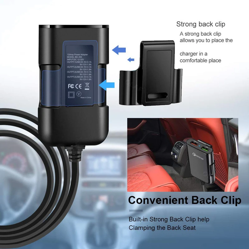 JKING 4 USB QC 3,0 Автомобильное зарядное устройство Быстрая зарядка 3,0 телефон автомобильное быстрое переднее заднее зарядное устройство адаптер автомобильное портативное зарядное устройство разъем для iPhone