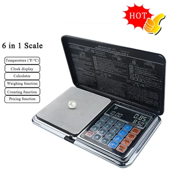 0.01g-200g/1kg 6in1 디지털 계산기 규모 가격 보석 포켓 규모 전자 균형 규모 그램 규모 금 진주 무게 전자저울 체중계 타프스크린 손저울 정밀저울 웨이트포켓 계산기 핸들발란스