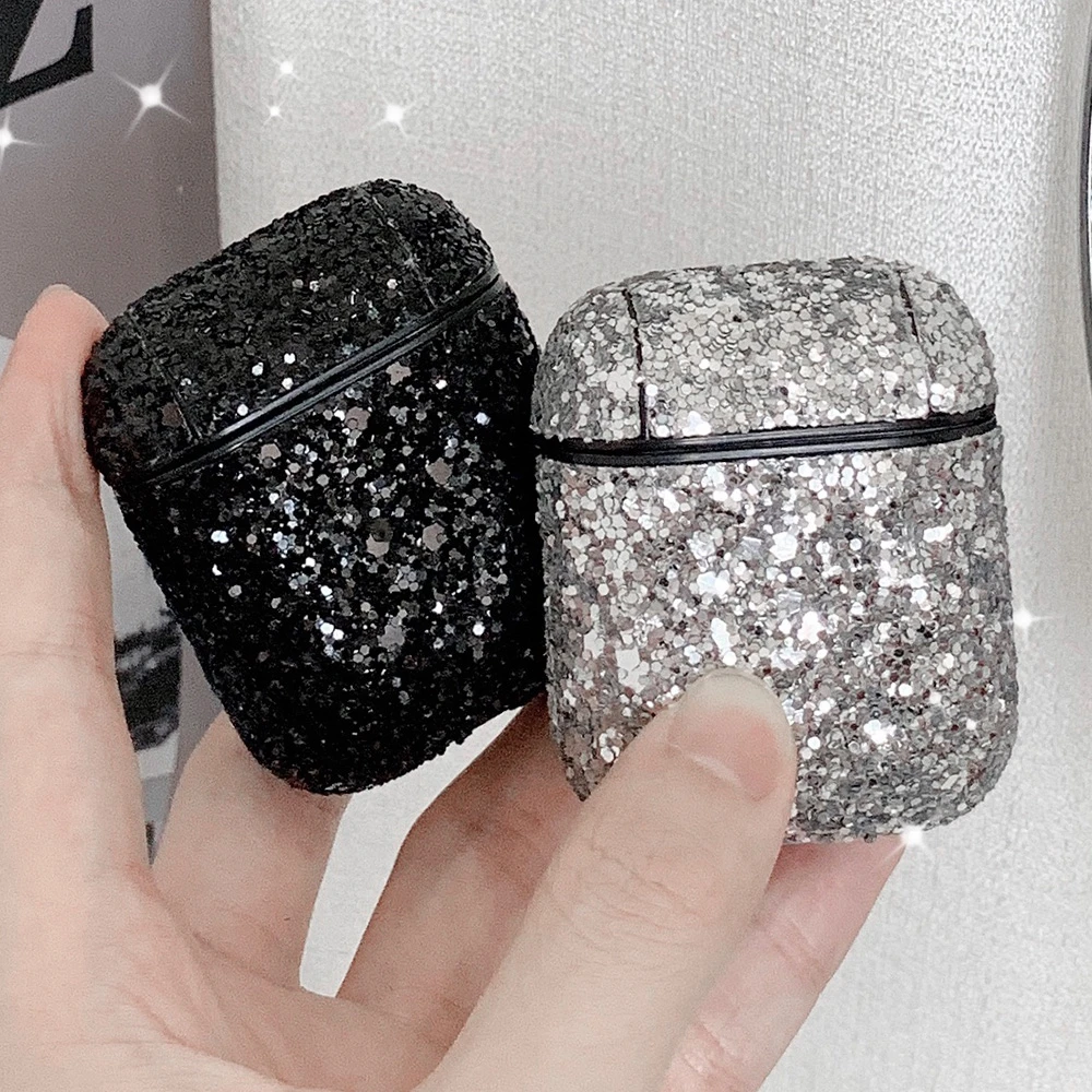 Glitter Leather Case for Airpods 2 Luxury Girls Cute Cover Bling Apple Wireless Earphones Accessories Boxes with Buckle |