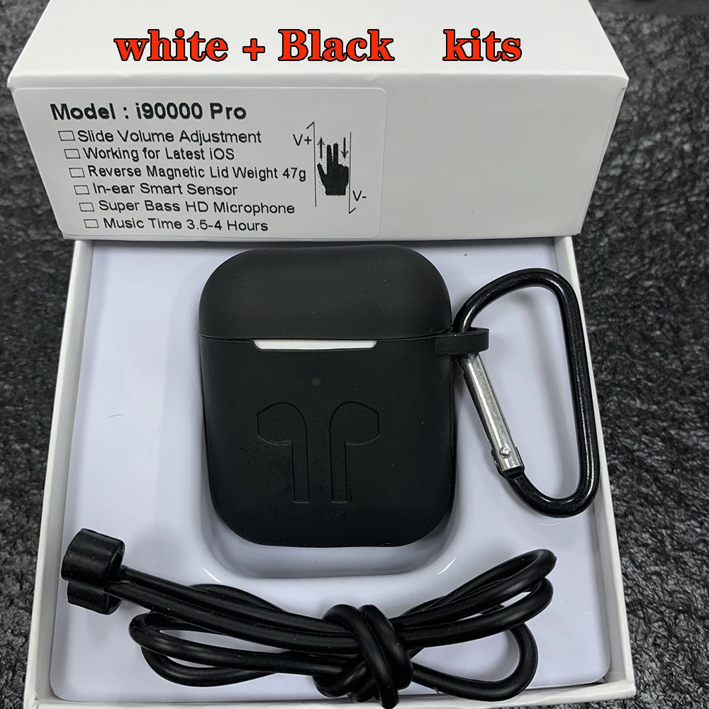 i90000Pro-black-kits i90000Pro TWS Arie 2 Беспроводная гарнитура 8D сабвуфер Bluetooth 5,0 гарнитура раздвижные регулировки громкости наушники PK i9000X - Цвет: i90000Pro-black-kits