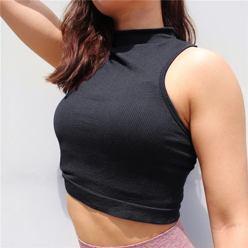 Летний топ для йоги для женщин, спортивный жилет для фитнеса, сексуальный спортивный бюстгальтер для бега, удобные футболки, спортивная одежда - Цвет: Черный
