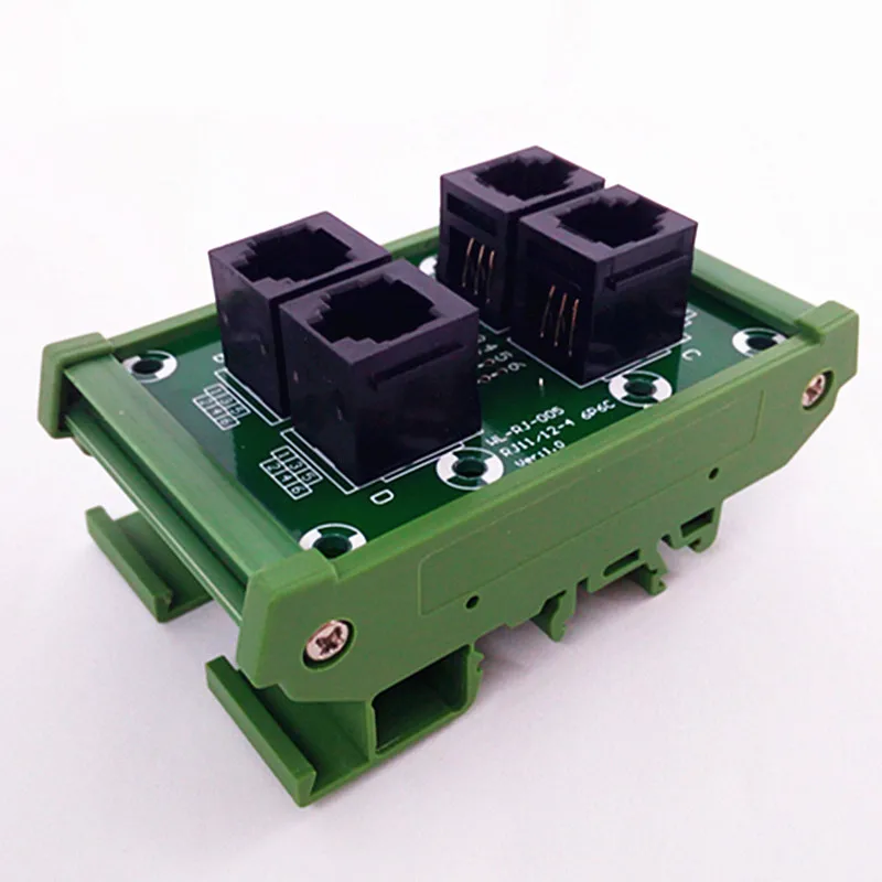 RJ11/RJ12 6P6C Джек 4-полосная DIN рейка крепление Интерфейс модуль, клеммный блок, разъем