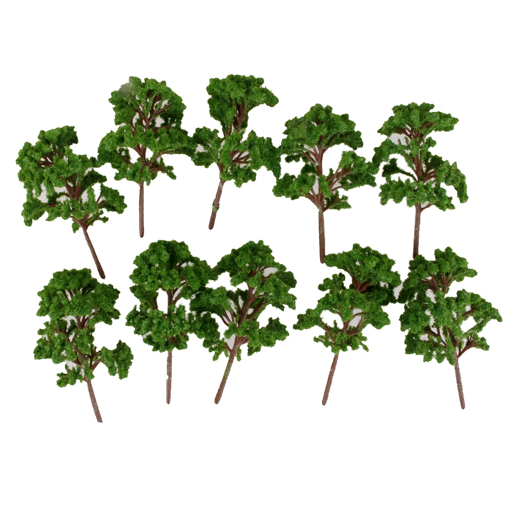 10pc Green Trees Model 1:75 Train Railway Forest DIY Landscape Scenery 12cm