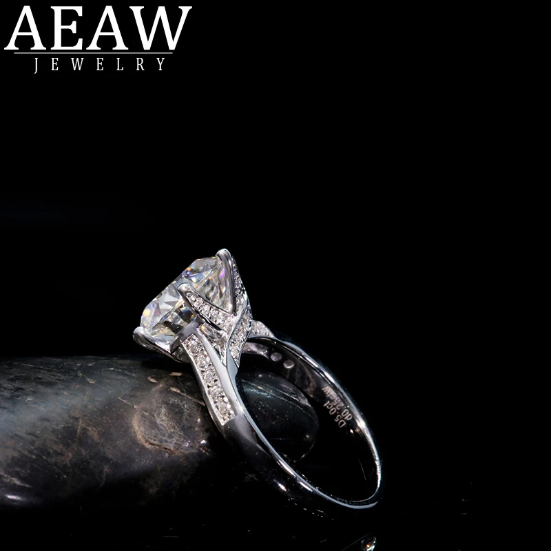 AEAW 5 карат 11 мм круглая огранка Цветок обручальное& обручальное кольцо муассанит кольцо с бриллиантом подлинное 14 к белое золото