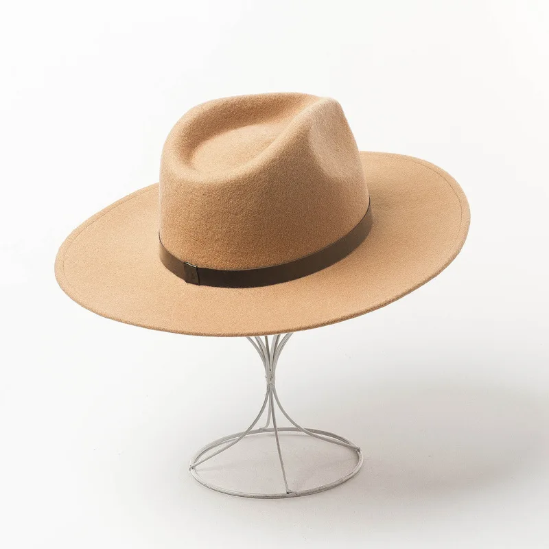 01910-HH8164 Зимняя шерстяная однотонная формальная Шляпа Fedora для мужчин и женщин для отдыха Панама шляпа