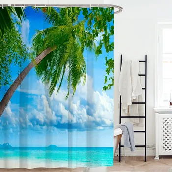 

Ocean Decor Tapestry Image Tropical Island with Palm Trees and Bright Sea Beach Theme Print Decor Wall Hanging for Dorm