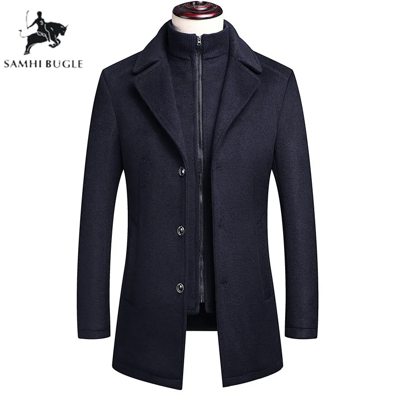 Lapel Navy blue Мужская куртка, Тренч, пальто для мужчин, шерсть,, модное, с отворотом, высокое качество, для отдыха, длинные секции, пальто, шерсть, зимний жилет, подкладка, пальто для мужчин - Цвет: Lapel Navy blue