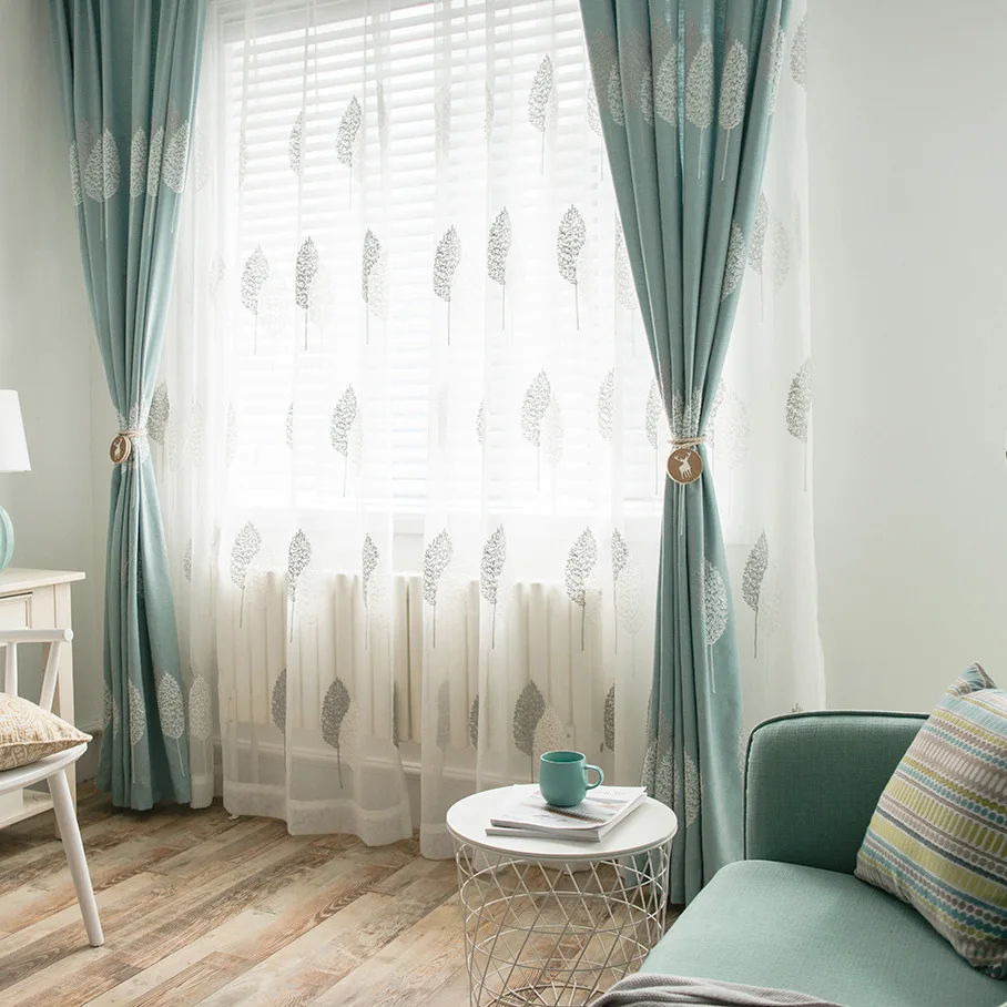 Special Offer [Double Color Leaf] Manufacturers Direct Selling Curtain Hot Sales Modern Minimalist European Style Curtain Embroi