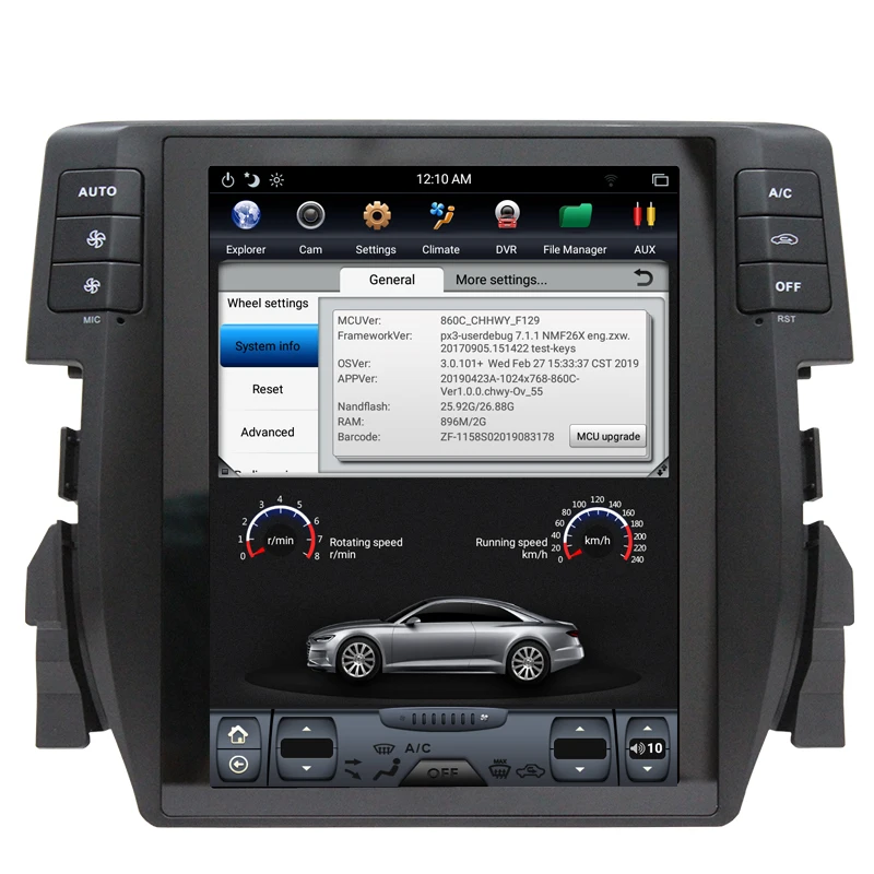 Top NAVITOPIA 10.4inch Vertical Screen Tesla Android 7.1 Car GPS Navigation for Honda Civic 2016 Car DVD Multimedia Player 9