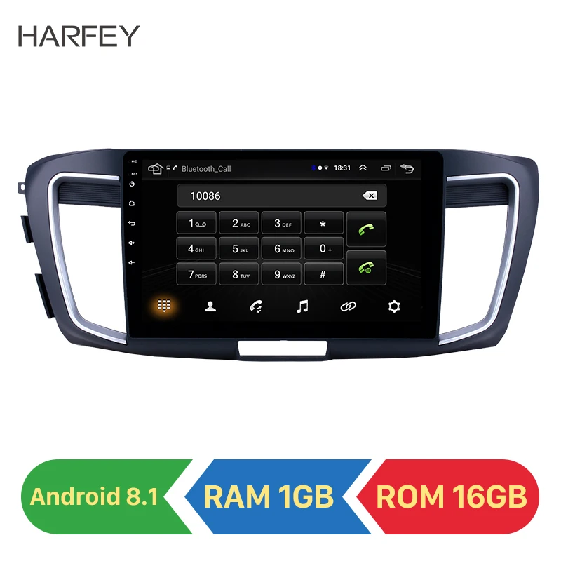 Harfey 10,1 дюймов Android 8,1 Автомобильный мультимедийный плеер gps Радио для 2013 Honda Accord 9 2.4L высокая версия поддержка Carplay TPMS 2din