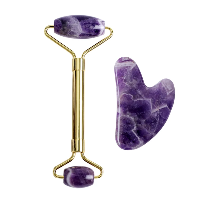 Natural Amethyst Jade Eye Mask Jade Roller Massager Gouache Scraper Set Cold Therapy Eye Mask Face Skin Care Massage Tools 4