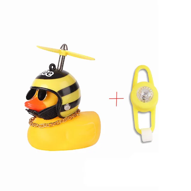 Small Yellow Bike Duck Bicycle bell Luminous Airscrew Helmet Duck Ducky Bicycle Wind Motor Riding Cycling Lights Horn Bee light