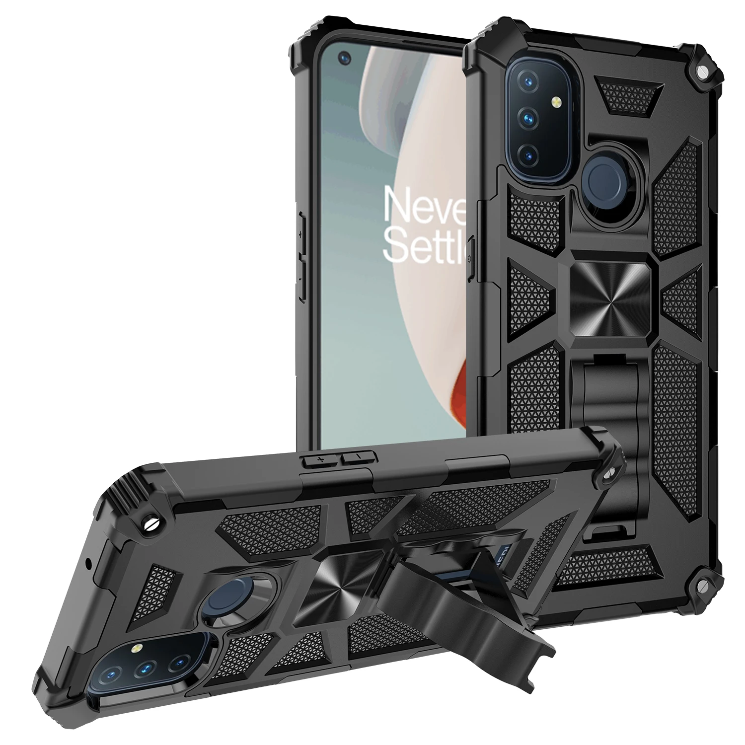 Shockproof Bracket Rugged Armor Protection Wear-resistant Phone Case For Oneplus 9 PRO NORD N10 N100 Anti-fall PC Built-IN Cover | Мобильные