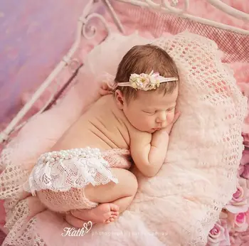 

2019 New Newborn Baby Clothing Accessoriess Photography Props Photography Auxiliary Mohair Lace Pearl Soft Jumpsuits Modelling
