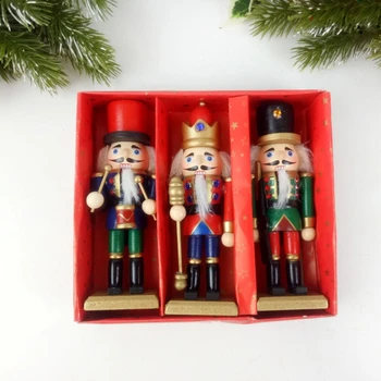

3pcs/set 15cm Wooden Nutcracker Puppet Walnuts Soldie Doll Christmas Ornaments Desktop Decoration