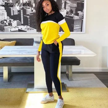 

ZOOEFFBB Sexy Fall 2 Piece Sets Womens Outfits Long Sleeve Top+Pants Fashion Matching Sets Joggers Women Lounge Wear Tracksuit