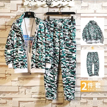 

mens casual tracksuits M-3XL spring new style camouflage print stand collar casual T57