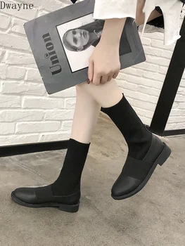

2019 new elastic stockings Martin boots black flat boots children