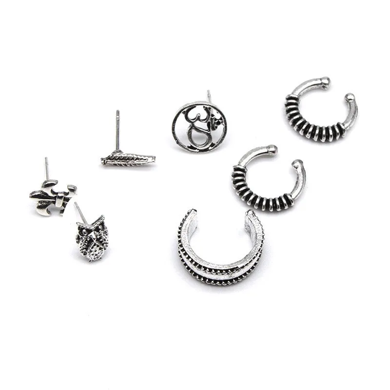 Винтажные серьги-клипсы в стиле панк, серьги Brinco для девочек, Bijoux, цепочка с кисточкой, крест, лунный лист, клипсы, серьги-манжеты для женщин, ювелирные изделия