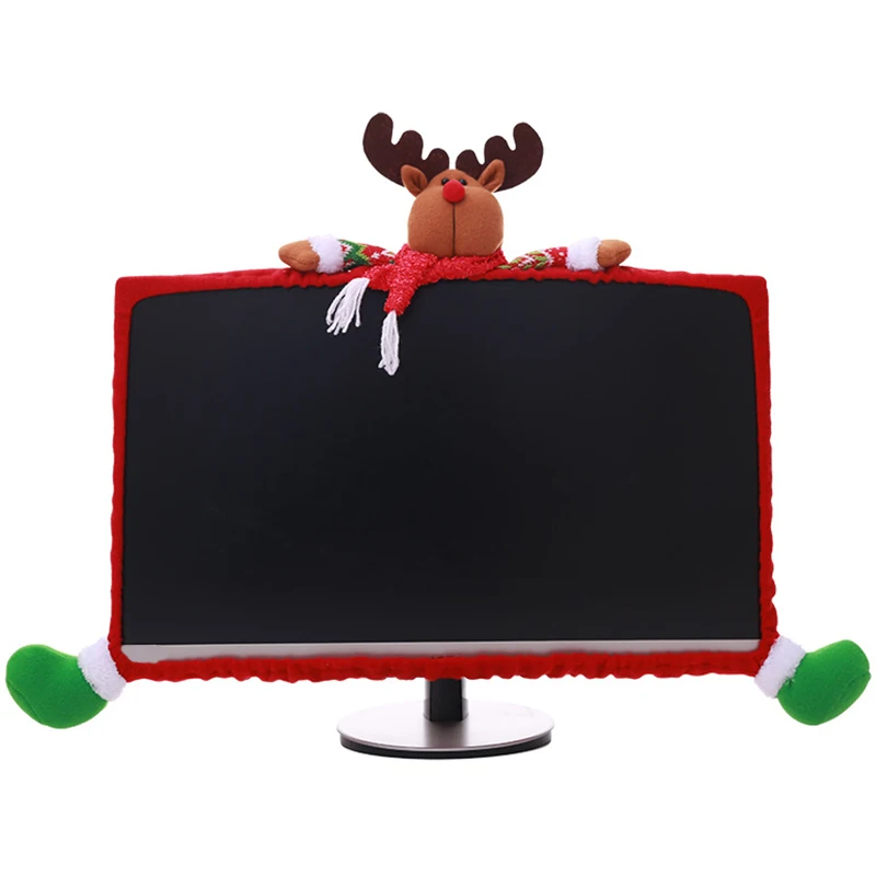 new style Christmas decoration Christmas computer screen set Three-dimensional cartoon computer cover - Цвет: B