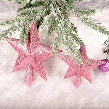 Свадебная Розовая звезда, блестящая отделка, 15 см, звезда для рождественской елки, рождественские украшения для дома, вечерние, свадебные украшения