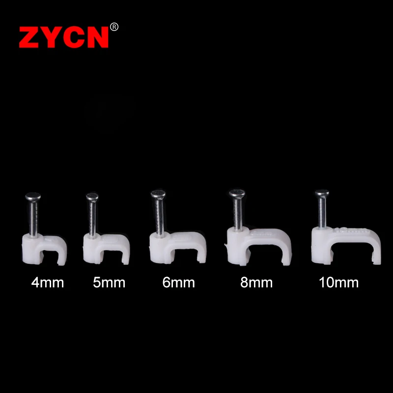 100PCS Square Wire Cable Clip Holder Nail Phone Network Wall Fixed Line Management Plastic Card 4/5/6/7/8/10/12/14MM cable clip