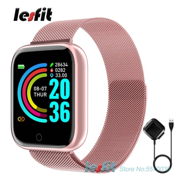 

Lesfit Best Smart Pink Watch Women Men Smartwatch Sport Watch Bluetooth Android Wrist Clock Electronic Pedometer Fitness Tracker