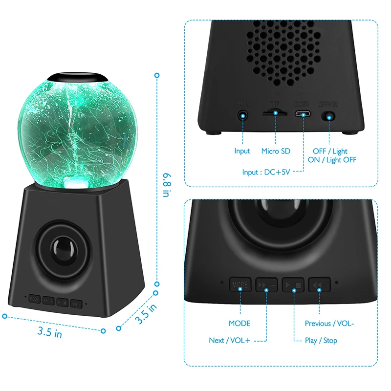 Мини водяной динамик s цветной светодиодный bluetooth-динамик подарок водный танец аудио сабвуфер для телефона компьютера TF карты AUX-line для iPad