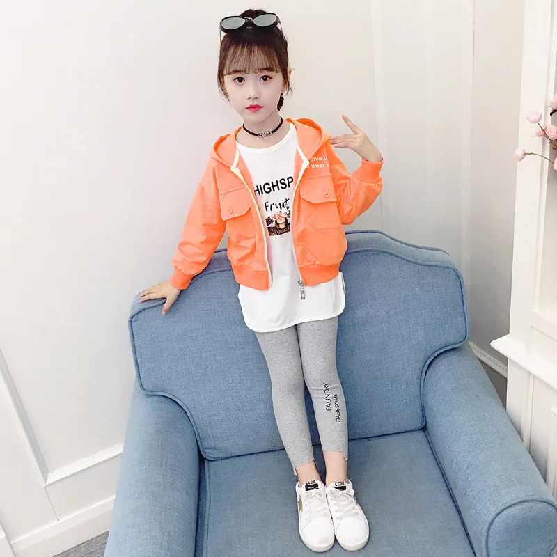 

2019 New Style Simple CHILDREN'S Suit Girls Autumn Clothing Big Boy Children Candy-Colored Three-piece Set Childrenswear Wechat