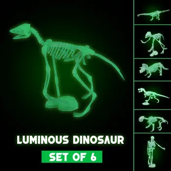 

Luminous Dinosaur Exploration Fossil Skeleton Models A Set Of 6 Assembled Toys For Children Educational Juguetes Christmas Gift