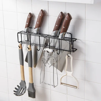 

Kitchen Accessories Dish Rack Storage Iron Wall Mount Rack Dish Drainer Kitchen Storage Utensils Hanging Organizer with Hooks