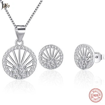 

JOVO Pendant Necklace Earrings Set For Women Accessory Fine 100% S925 Jewelry Sets Circus Shape Tendy Jewelry