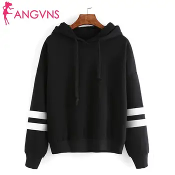 

Women Casual Hooded Neck Long Sleeve Regular Striped Print Pullover Autumn, Winter Hoodies