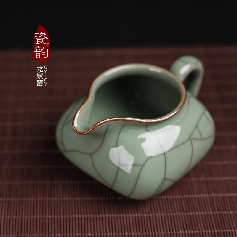 Керамический чайный сервиз Longquan celadon fair cup ice crack, кунг-фу, чайный сервиз с нулевым сочетанием, чайный сервиз, общая чашка, форма, чашка для чая
