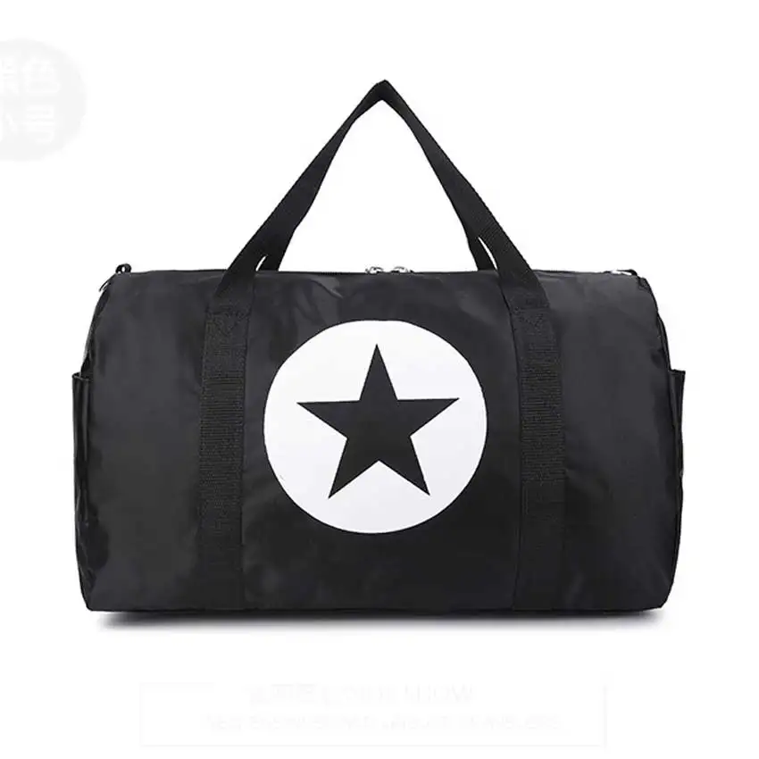 Большая вместительная Женская и Мужская спортивная сумка с пятиконечной звездой, многофункциональная портативная спортивная сумка для путешествий, тренажерного зала, фитнеса - Цвет: black large