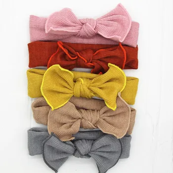

Sweet Baby Girls Headbands Wavy Side Hair Band Knitted Bow Head Band Elastic Turban Kids Headwrap Newborn Baby Hair Accessories