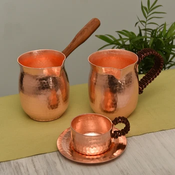 

Pure Copper Handmade Coffee Tea Cup Turkish Greek Arabic Coffee Pot For Barista