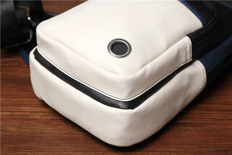 Men's Fashion Crossbody Bag Waterproof Rotatable Button Open Leather Chest Bags Men Shoulder Bags Chest Waist Pack