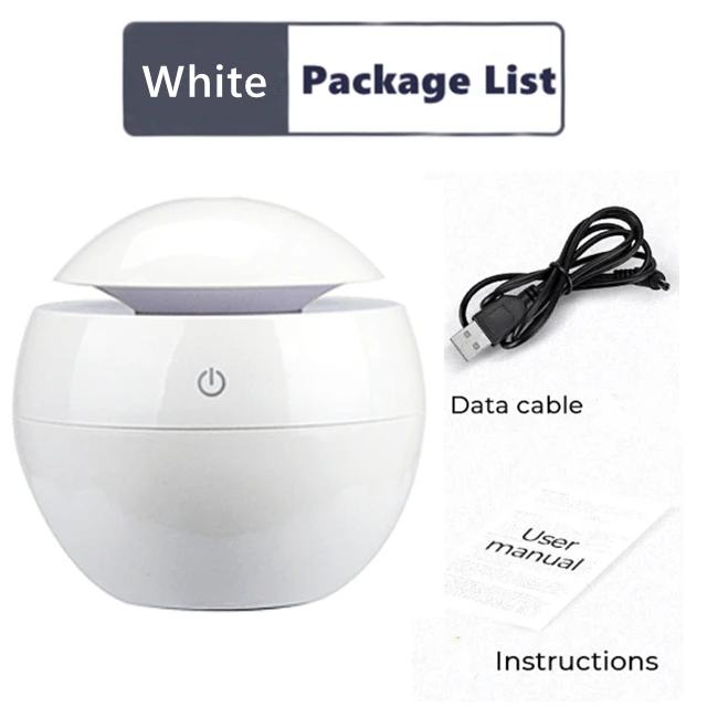 Air Humidifier Ultrasonic USB Aroma Diffuser Wood Grain LED Night Light Electric Essential Oil Diffuser Aromatherapy Bedroom White