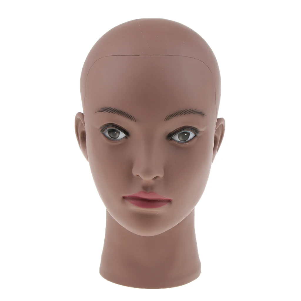 Mannequin Head Stand Brown Skin Female Pro Cosmetology Wig Hat Eyeglasses Manikin Head Model Display Stand