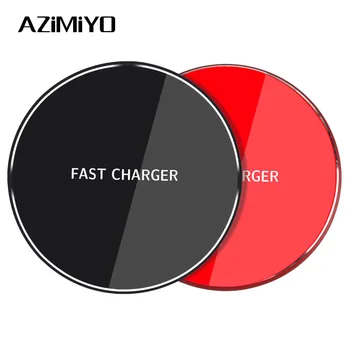 Azimiyoチーワイヤレスチャージャーパッドiphone x xs最大xr 10 ワット急速充電器サムスンS10 S9 注 10 9 xiaomi 9