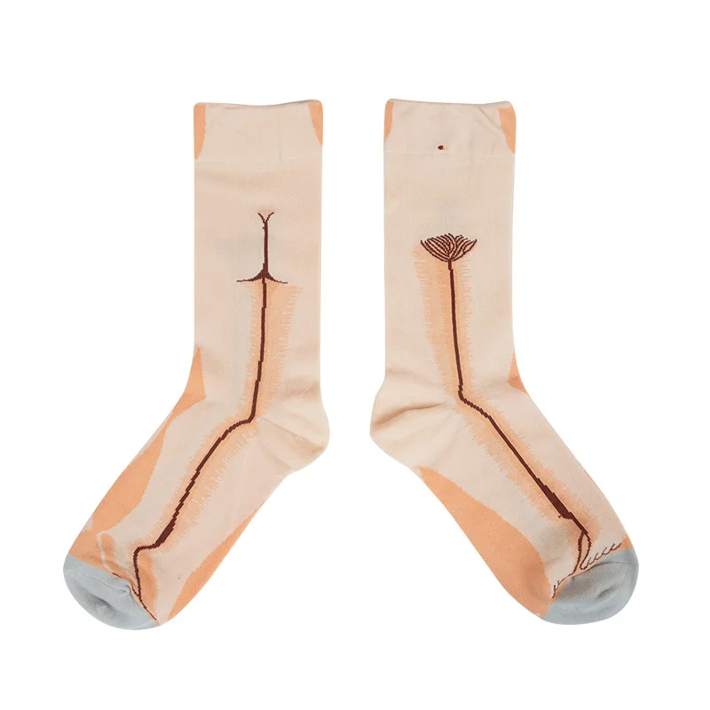Сочетающиеся осенние и зимние французские дизайнерские индивидуальные креативные цветные модные женские носки хлопковые с забавным(1 пара - Цвет: BM902-1