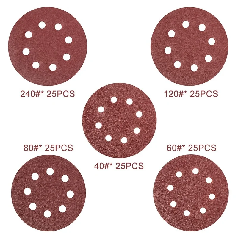 125mm, 8-hole Grinding Discs for Lux EXS-240 an Eccentric Sander 