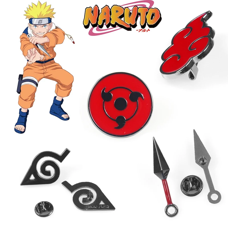 

Naruto Cosplay Brooch Prop Akatsuki Costumes Metal Enamel Pin Men Lapel Badge Anime Accessories