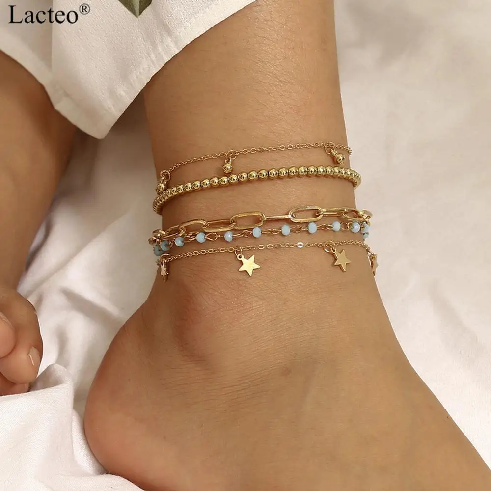 Lacteo 5pcs/set Bohemian Star Beads Chain Dangle Anklet Summer Barefoot Sandals Beach Jewelry Anklet Jewelry Fashion Anklet Lacteo 5pcs/set Bohemian Star Beads Chain Dangle Anklet Summer Barefoot Sandals Beach Jewelry Anklet Jewelry Fashion Anklet