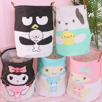 

1pc Cartoon Sanrio Series Melody Frog Pudding Cinnamoroll Dog Cloth Basket Foldable Storage Bag Laundry Basket Figure Toys Gift