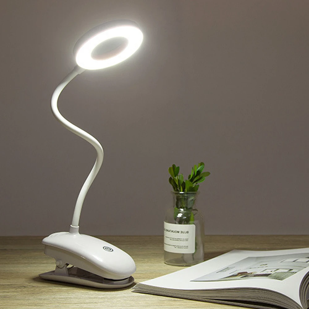 

LED Table Lamp Touch On/off Switch 3 Modes Clip Desk Lamp 7000K Eye Protection Desk Light Dimmer Rechargeable USB Led Table Lamp