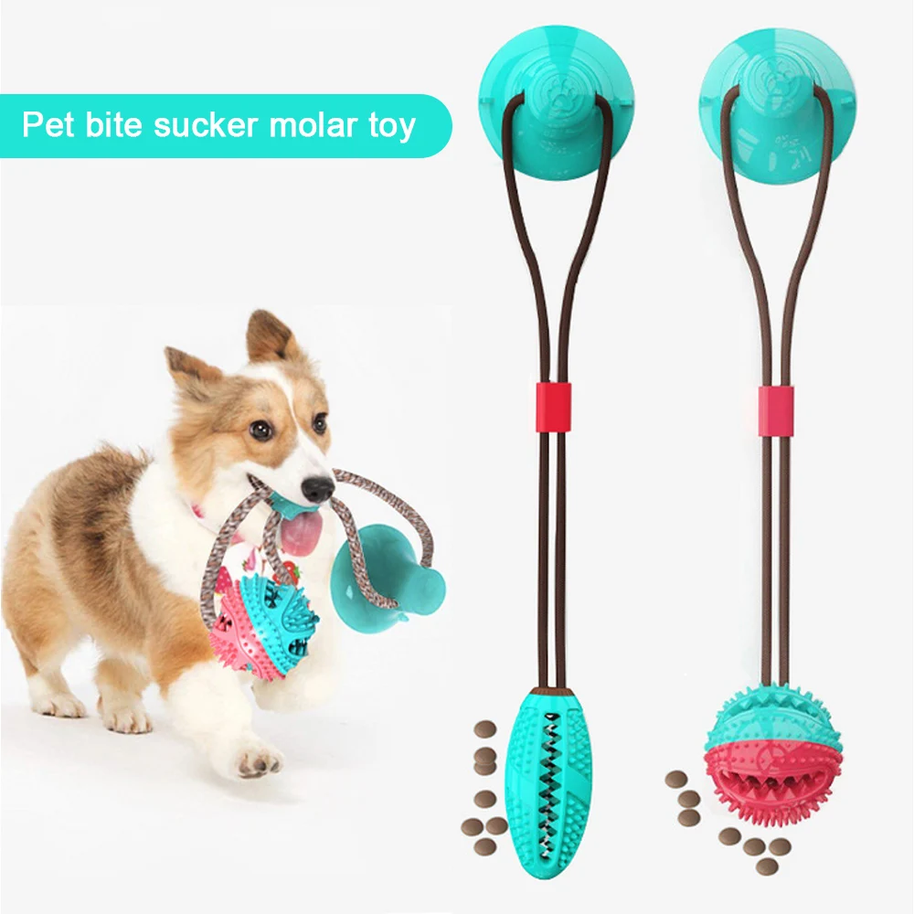 Pet Molar Bite Toy Multi-functional Pet Dog Molar Bite Clean Teeth Toy Rubber Chewing Ball Toy Sucker for Pet Dogs Training Toy